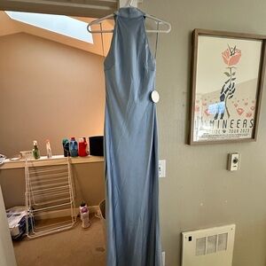 NATALIA SOFT SATIN MAXI DRESS | BLUE